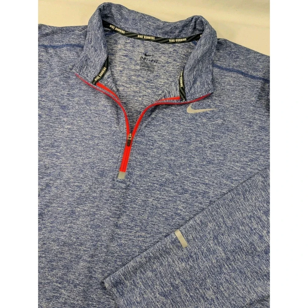 Nike Dri-FIT Running 1/4 Zip Pullover Blue Heather Men's 2XL Wicking